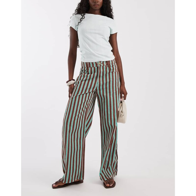 ASOS DESIGN horseshoe trousers with tab waist detail in