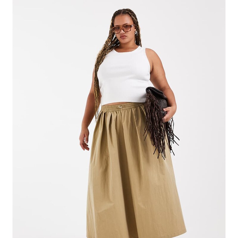 ASOS Curve ASOS DESIGN Curve volume toggle waist detail midi