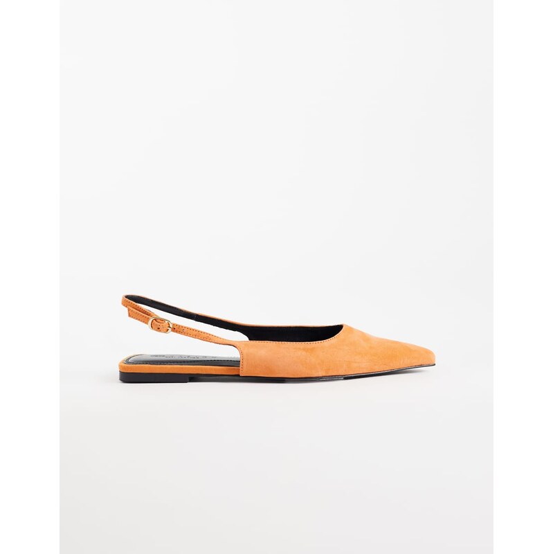 ASOS DESIGN Lovestruck real suede pointed slingback ballets in