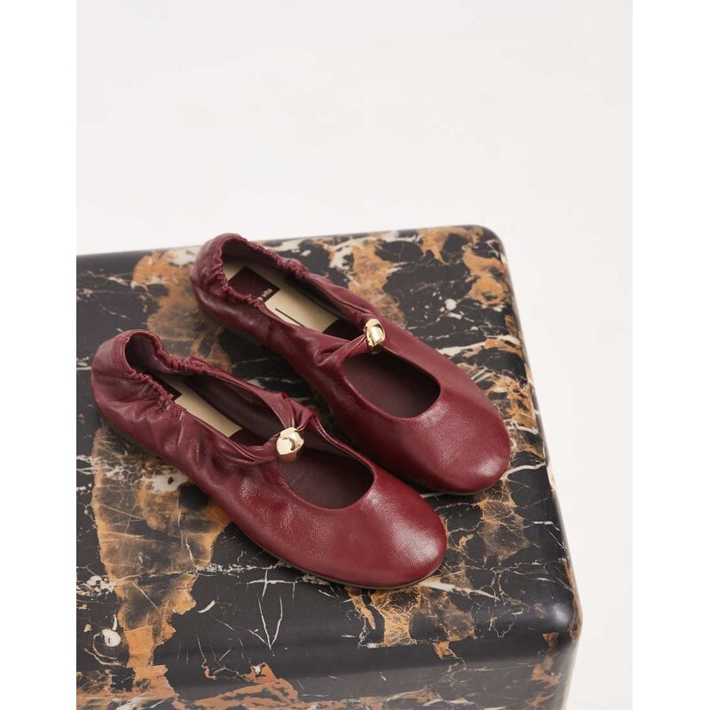 Dolce Vita Cornel ballet flats with gold detail in oxblood-Red