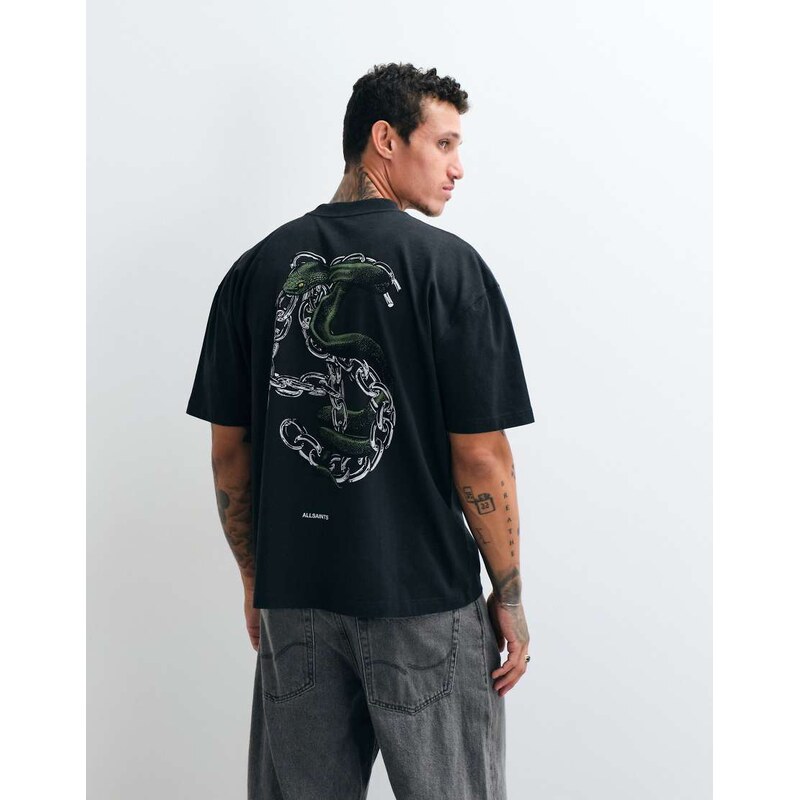 AllSaints Linx short sleeve graphic logo t-shirt with back print