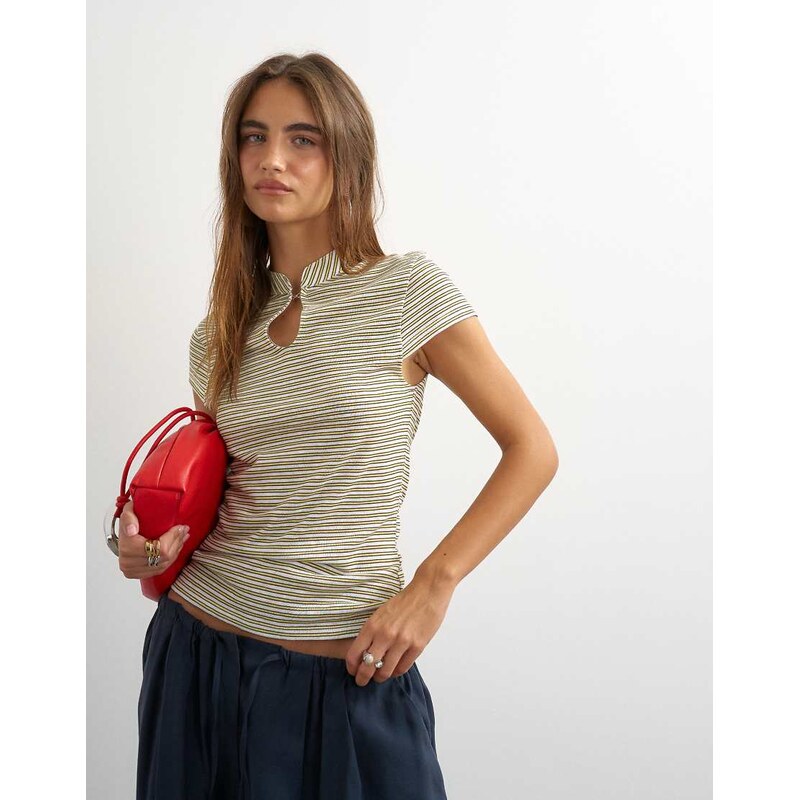 Topshop stripe cap sleeve top in blue