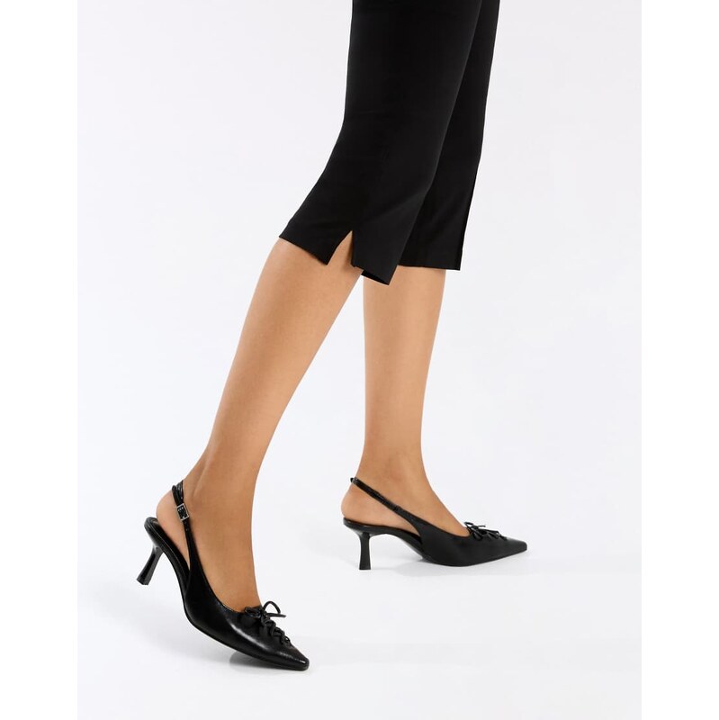 Bershka Kitten heel corset shoes in black