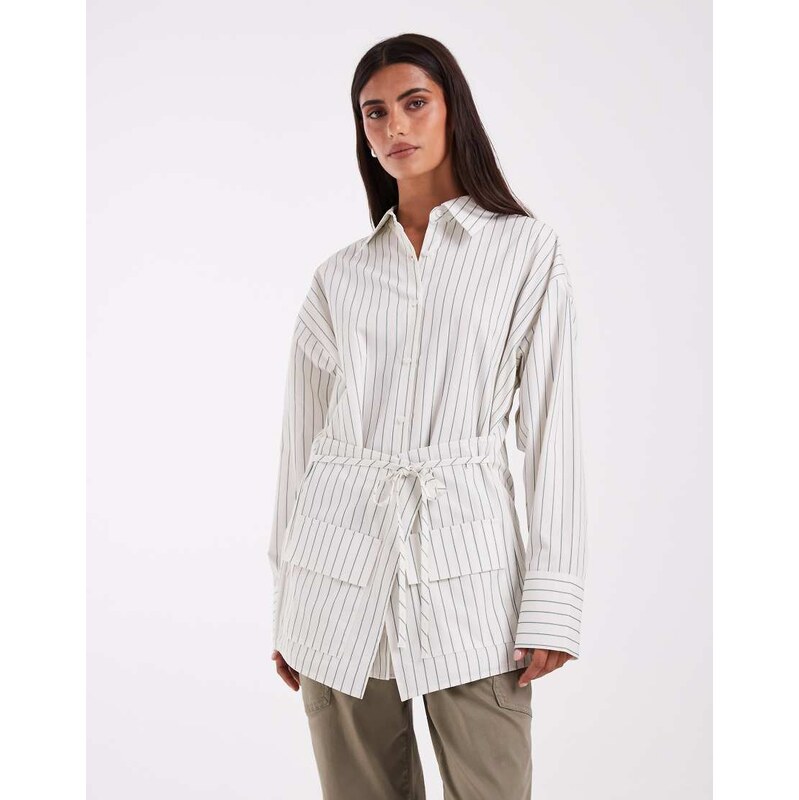 ASOS DESIGN double layer shirt detail in pinstripe-Multi