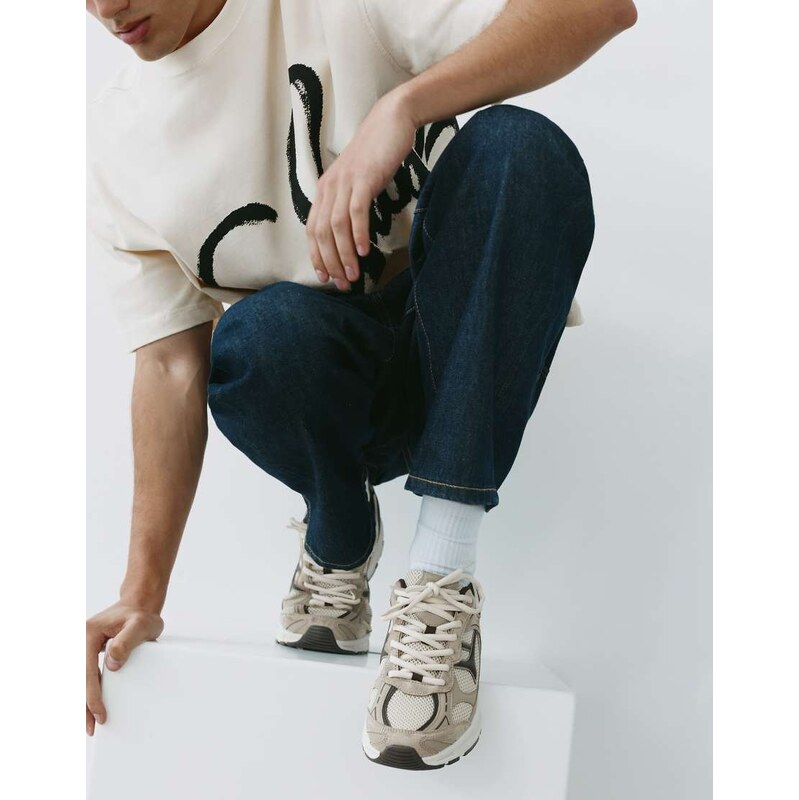 Pull&Bear Multi-piece trainers in ecru-White