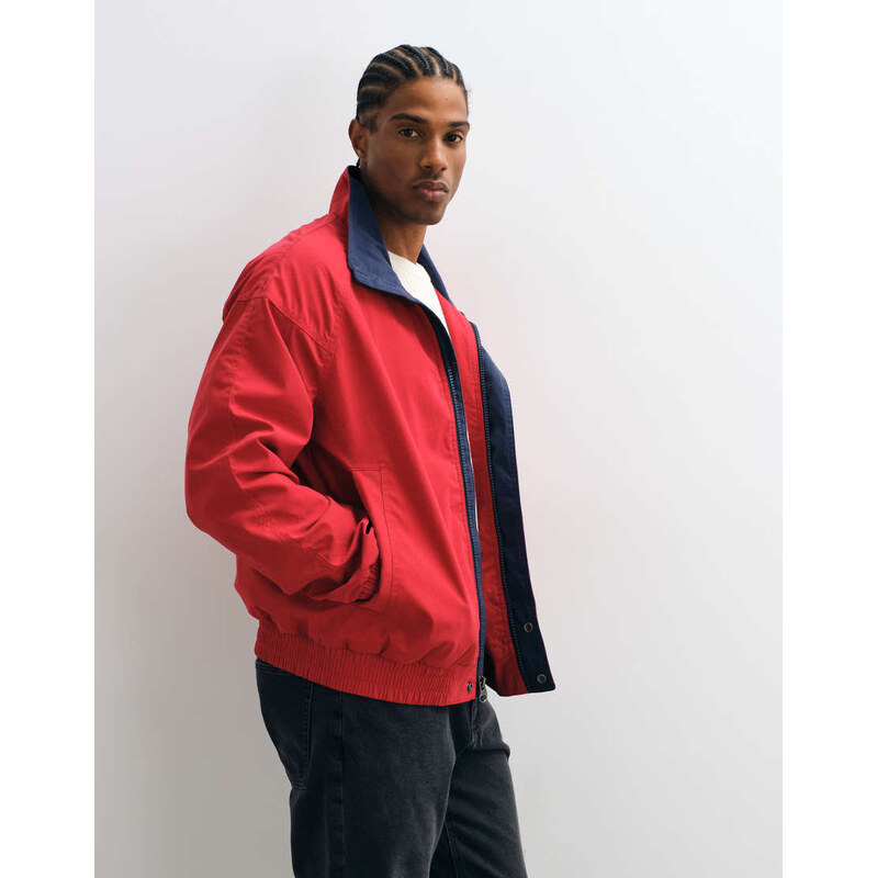 Abercrombie & Fitch zip up jacket with collar in red