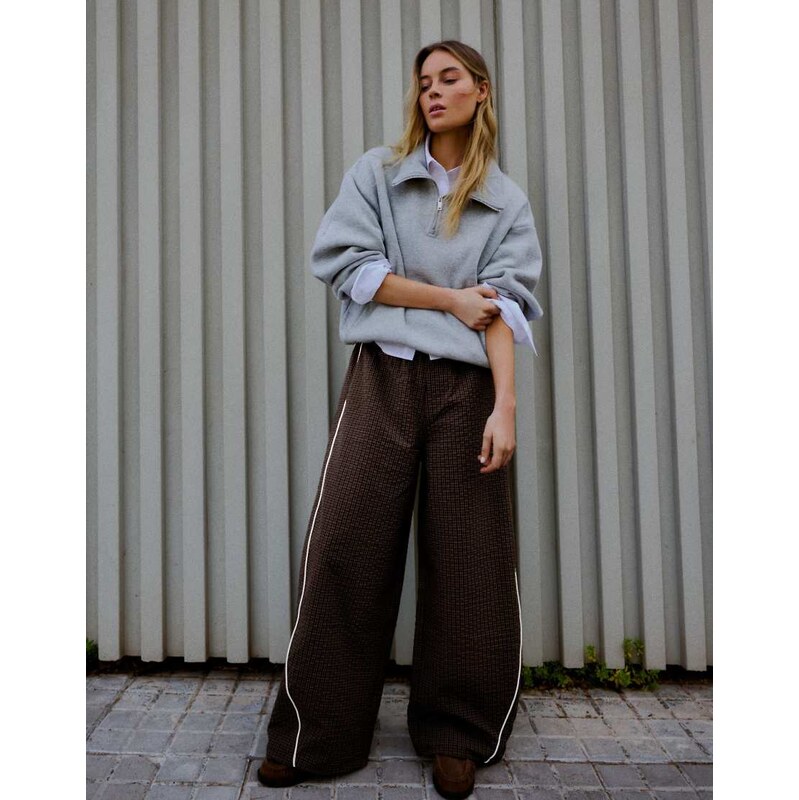 Bershka Technical parachute trousers in brown