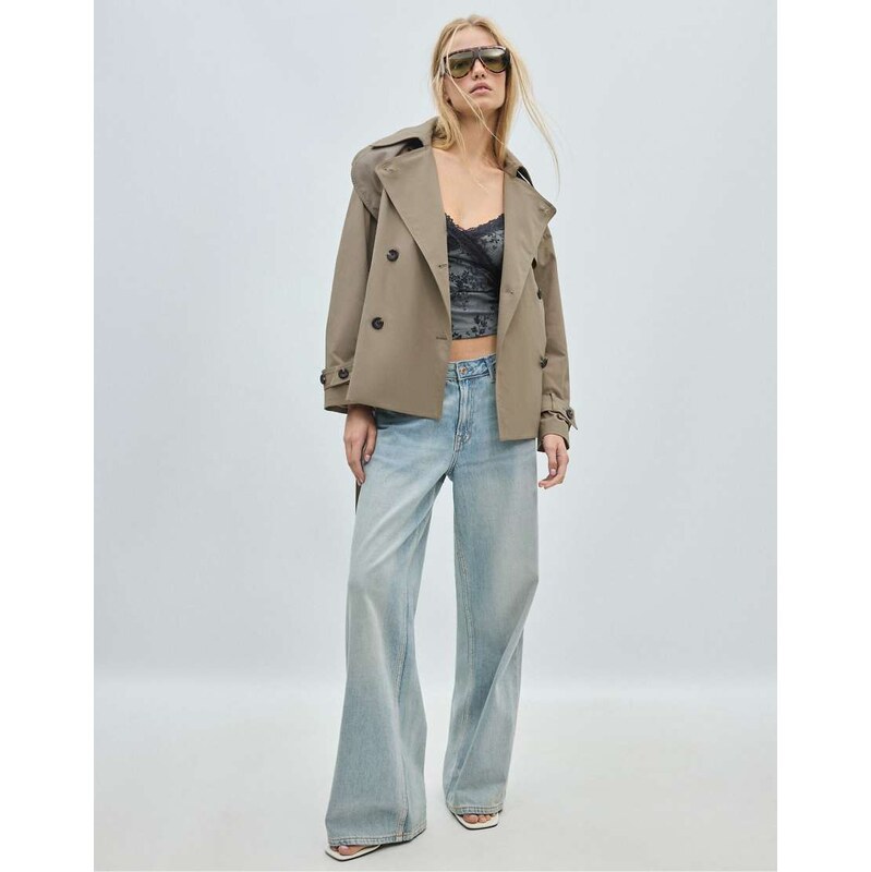 Stradivarius Mid-length trench coat in beige-Neutral