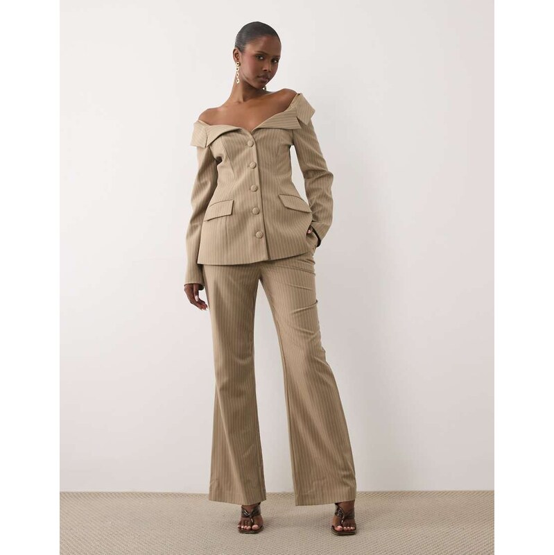 ASOS LUXE co-ord pinstripe tailored cigarette trouser-Multi