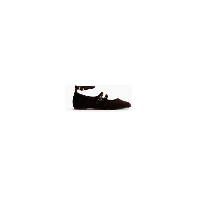 H&M - Velvet ballet flats - Tmavě Hnědá
