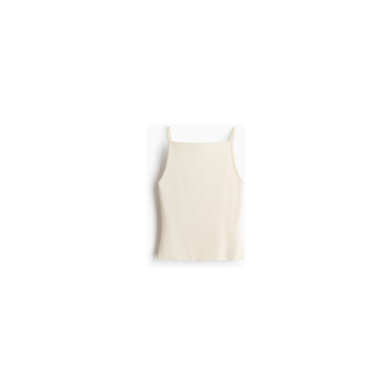 H&M - Top na ramínka z žebrovaného úpletu - Cream