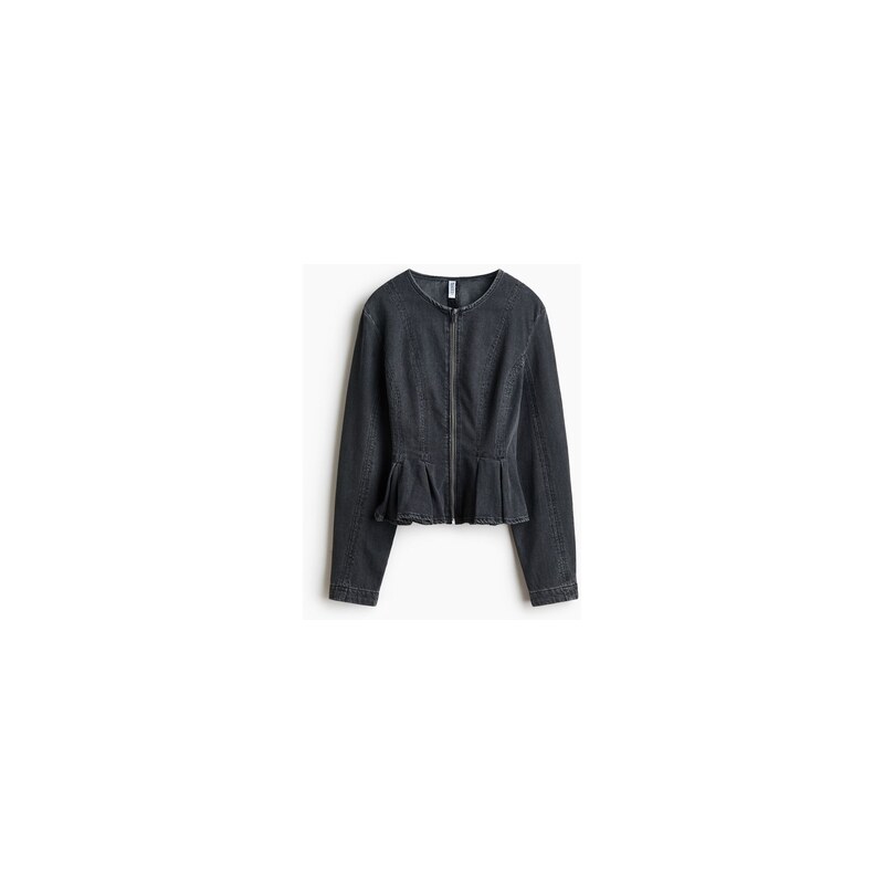 H&M - Džínová halenka peplum - Černý Denim