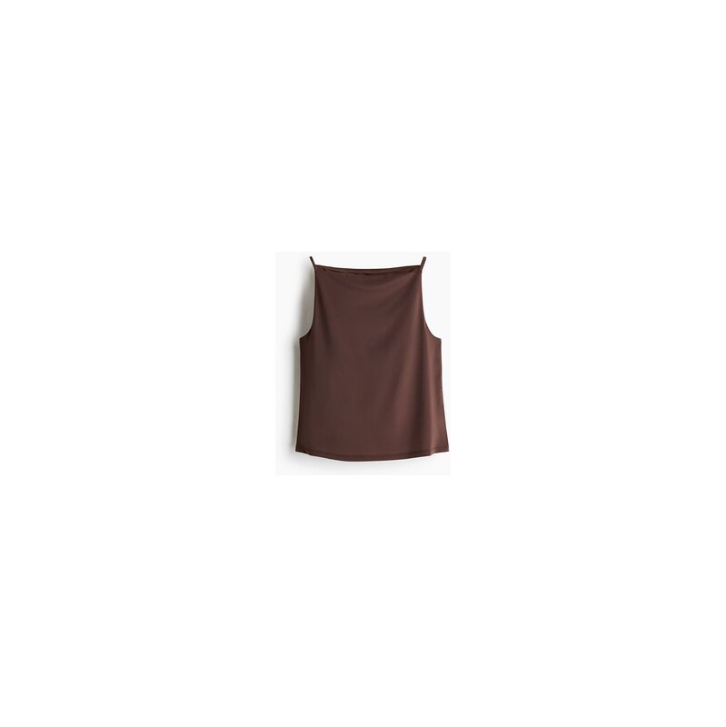 H&M - Žerzejový top na ramínka - Tmavě Hnědá