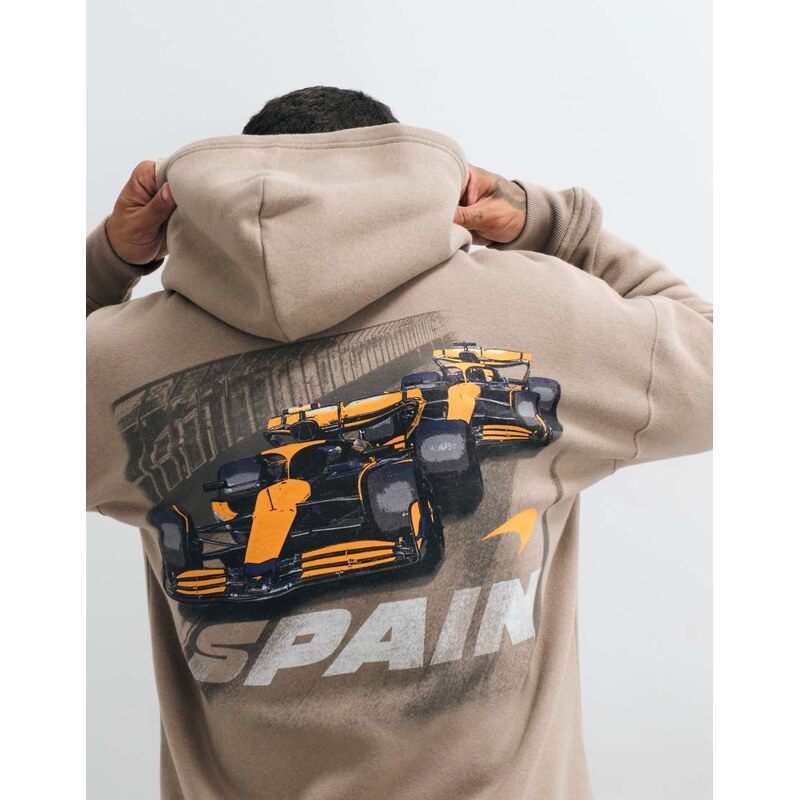 Hollister F1 graphic boxy fit hoodie in brown
