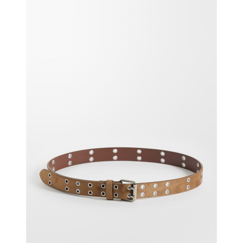 Hollister faux suede boho studded belt in brown