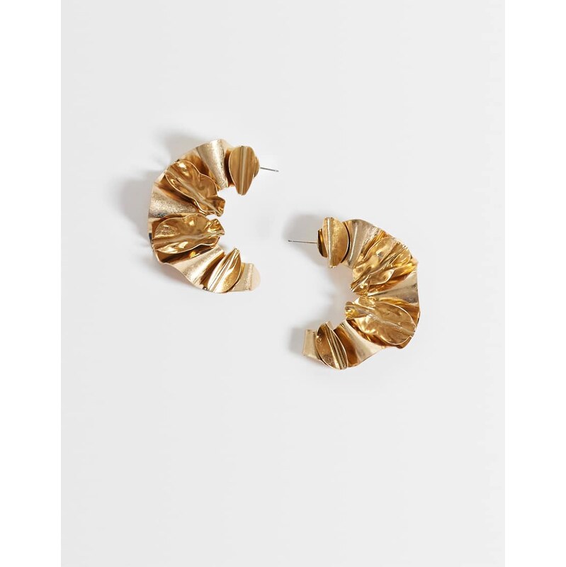 ASOS DESIGN stud earrings with half-ruffle design in brushed