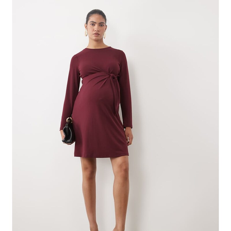 Vero Moda Maternity long sleeve ruched detail jersey midi dress