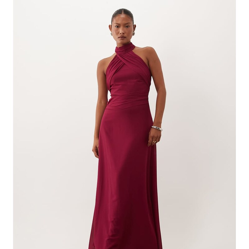 TFNC Petite TFNC Bridesmaid Petite chiffon halter neck drape
