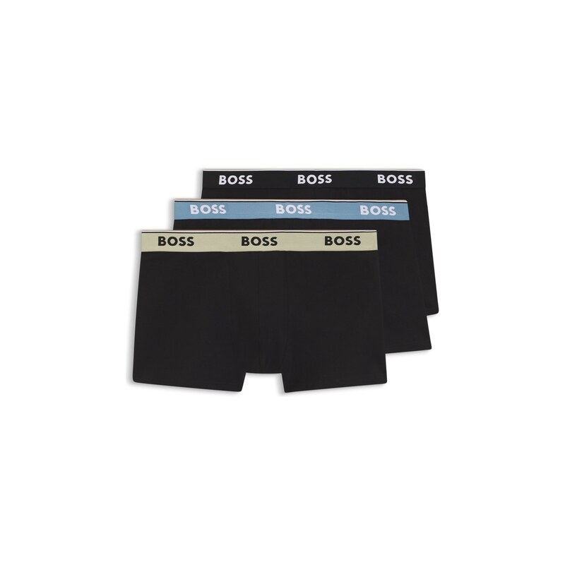 BOSS Three-pack of logo-waistband trunks in cotton