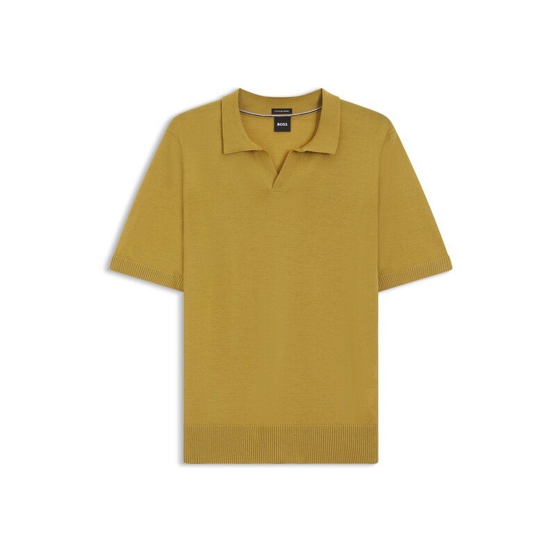 BOSS Merino-wool knit polo with Johnny collar
