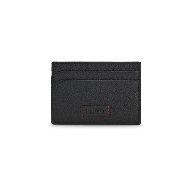 HUGO Debossed-logo wallet with signature red stitching