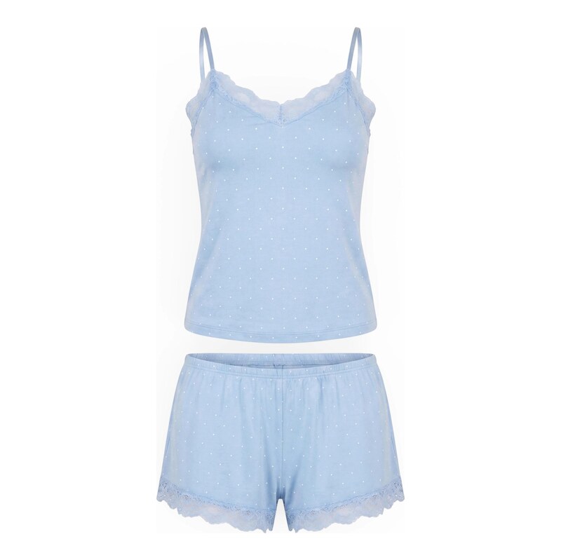 Hunkemöller Pyžamo Nana světlemodrá / bílá