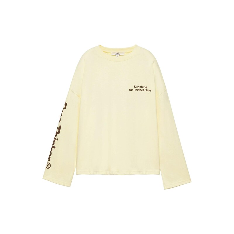 Pull&Bear Mikina PACIFIC SOL čokoládová / pastelově žlutá /