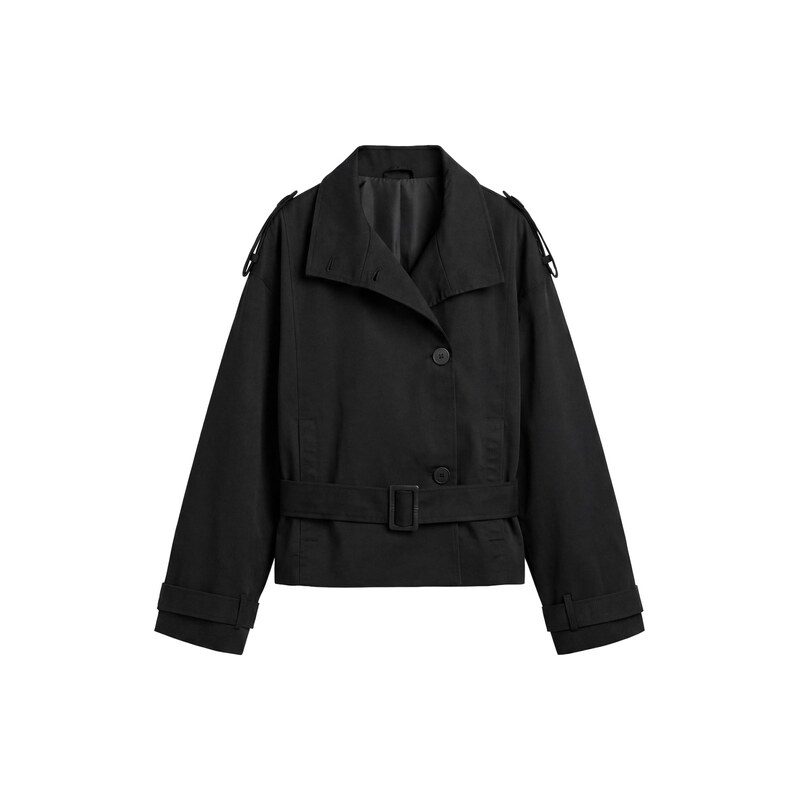 Pull&Bear Přechodný kabát černá