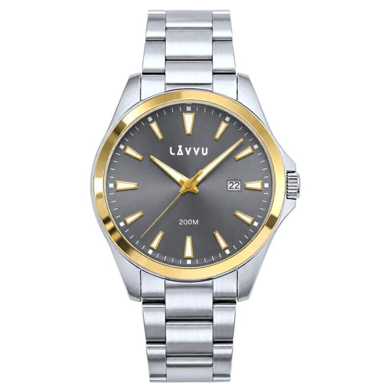 LAVVU 20 ATM Pánské vodotěsné ocelové hodinky ISBRYDER Gold-grey