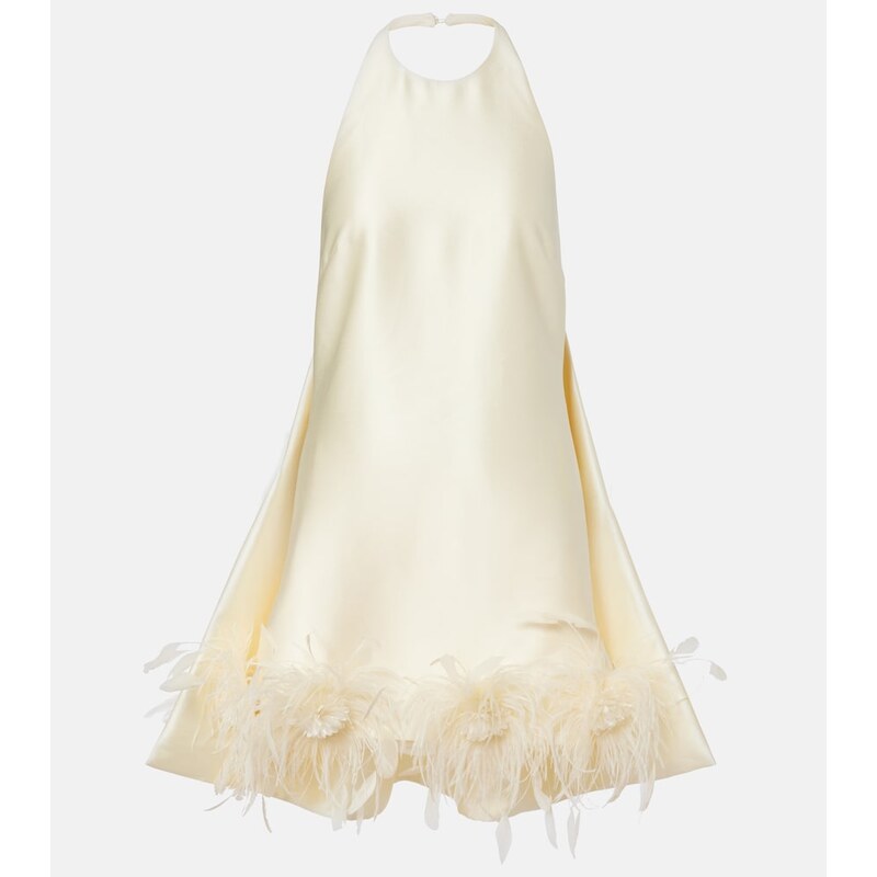 Self-Portrait Fringed satin minidress