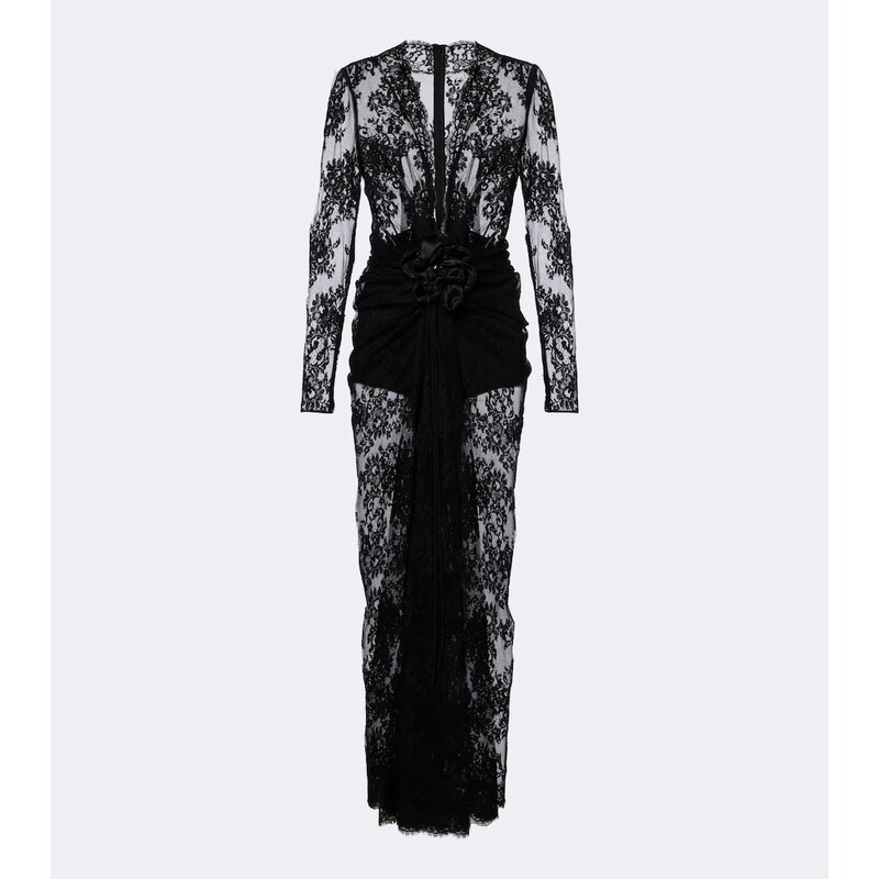 Dolce&Gabbana Gathered cotton-blend lace midi dress