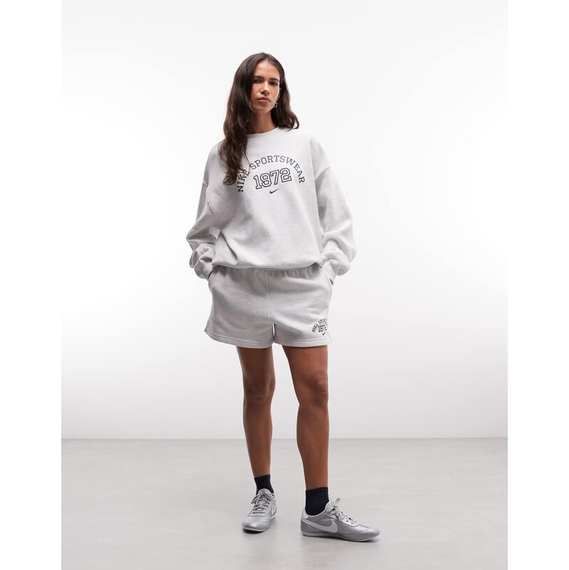 Nike Studio Fleece varsity shorts in light grey