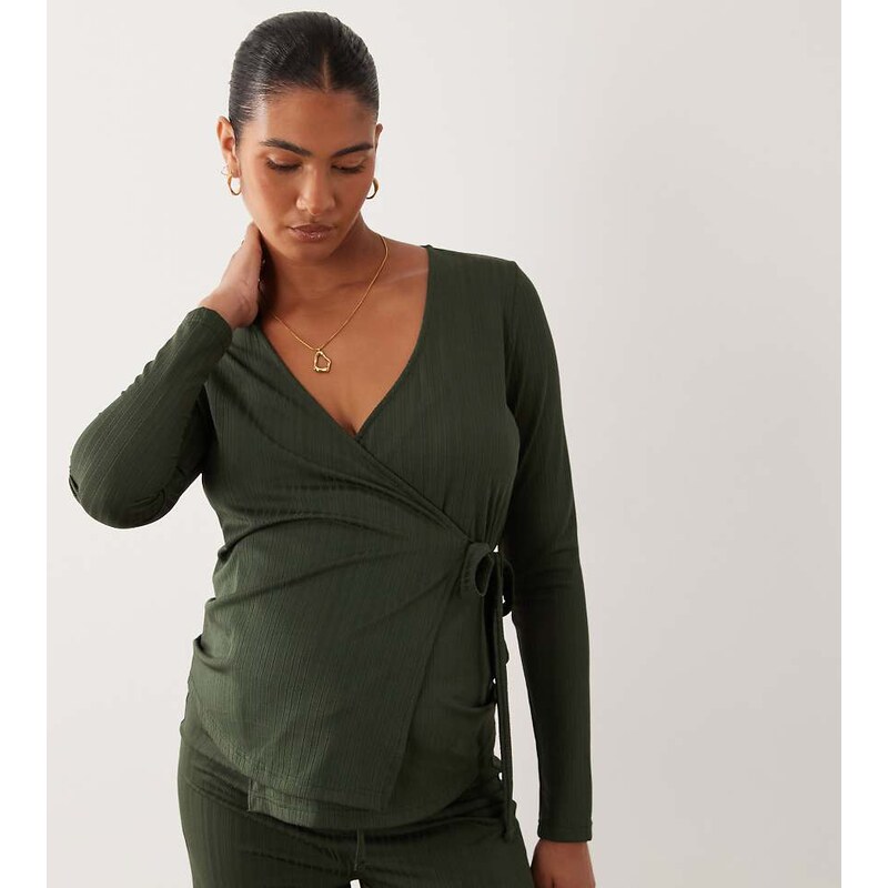 Mama.licious Mamalicious Maternity ribbed jersey wrap front