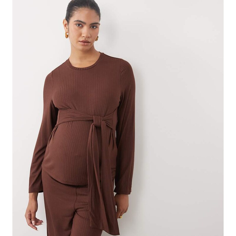 Mama.licious Mamalicious Maternity long sleeve ribbed jersey t