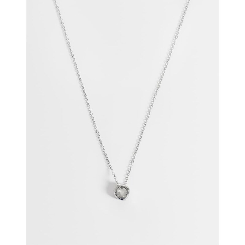 ASOS DESIGN fine chain necklace with circular pendant in silver