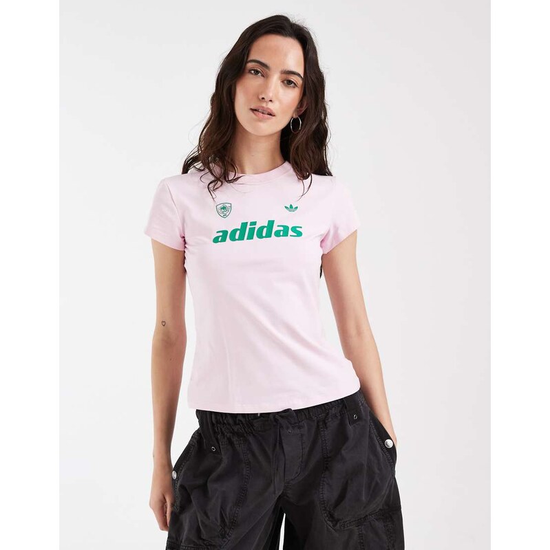 adidas Originals logo baby tee in pink and green