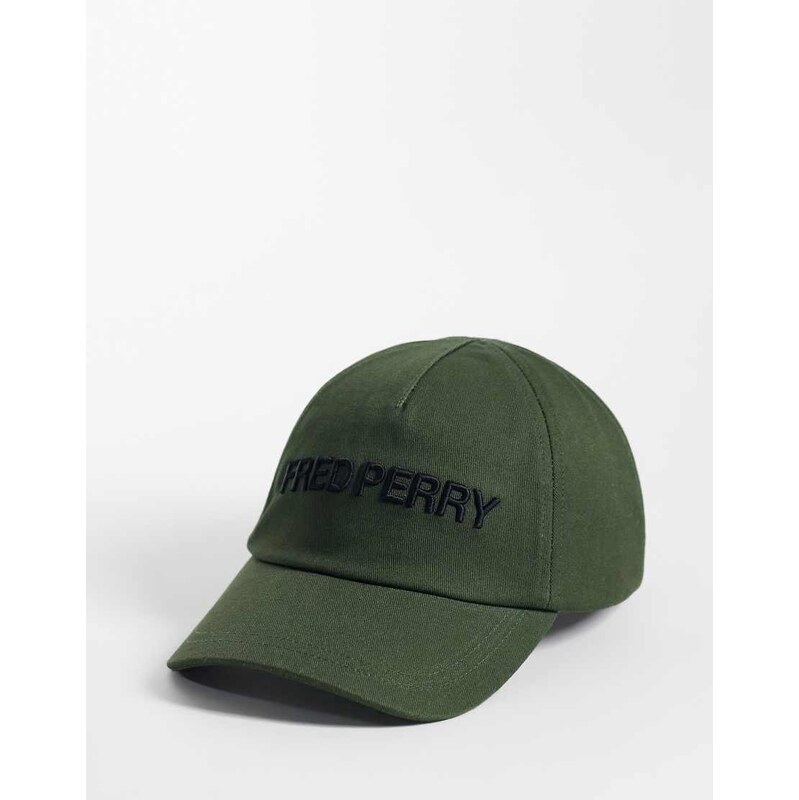 Fred Perry embroidered text cap in khaki-Green