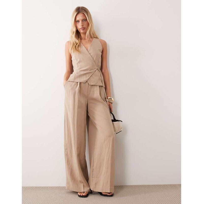 Mango tailored jumpsuit in beige-Neutral