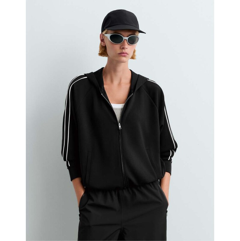 OYSHO Hooded modal jacket in black
