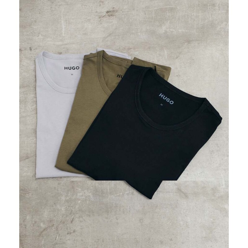 HUGO Red 3-pack logo t-shirts with chest logo in multi