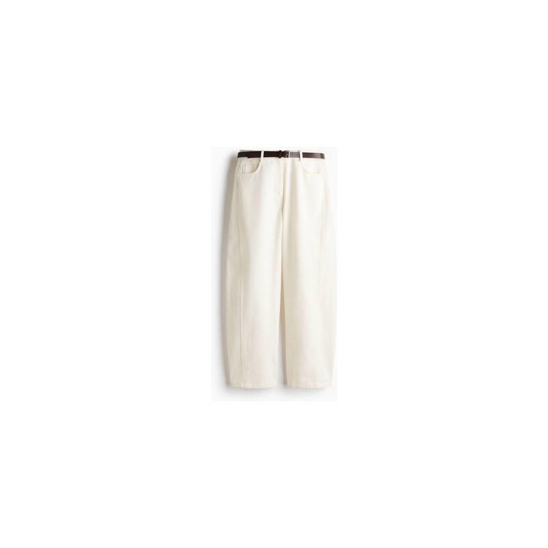 H&M - Barrel High Waist Jeans - Krémová