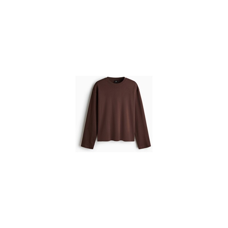 H&M - Tričko z interlockus dlouhým rukávem Relaxed Fit - Tmavě