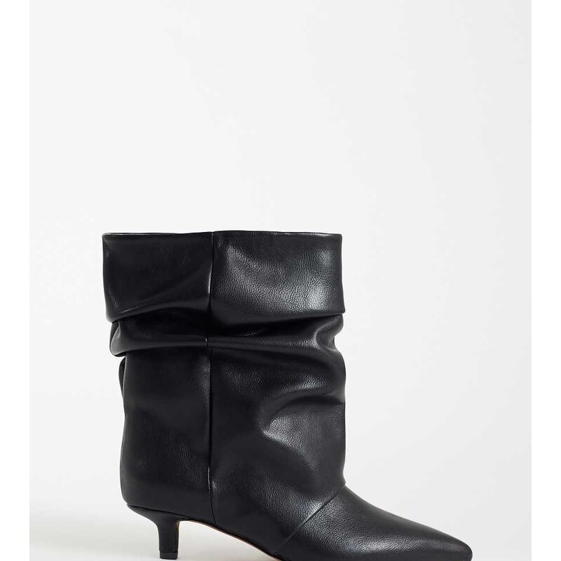 ASOS DESIGN Wide Fit Rosario slouch kitten heel boots in black
