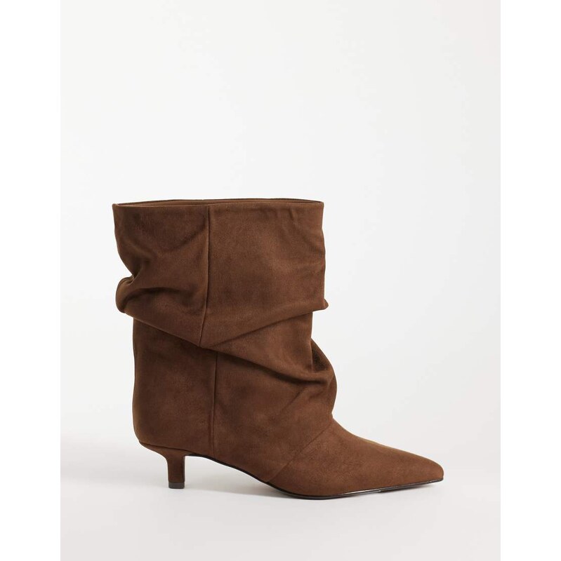 ASOS DESIGN Rosario slouch kitten heel boots in chocolate