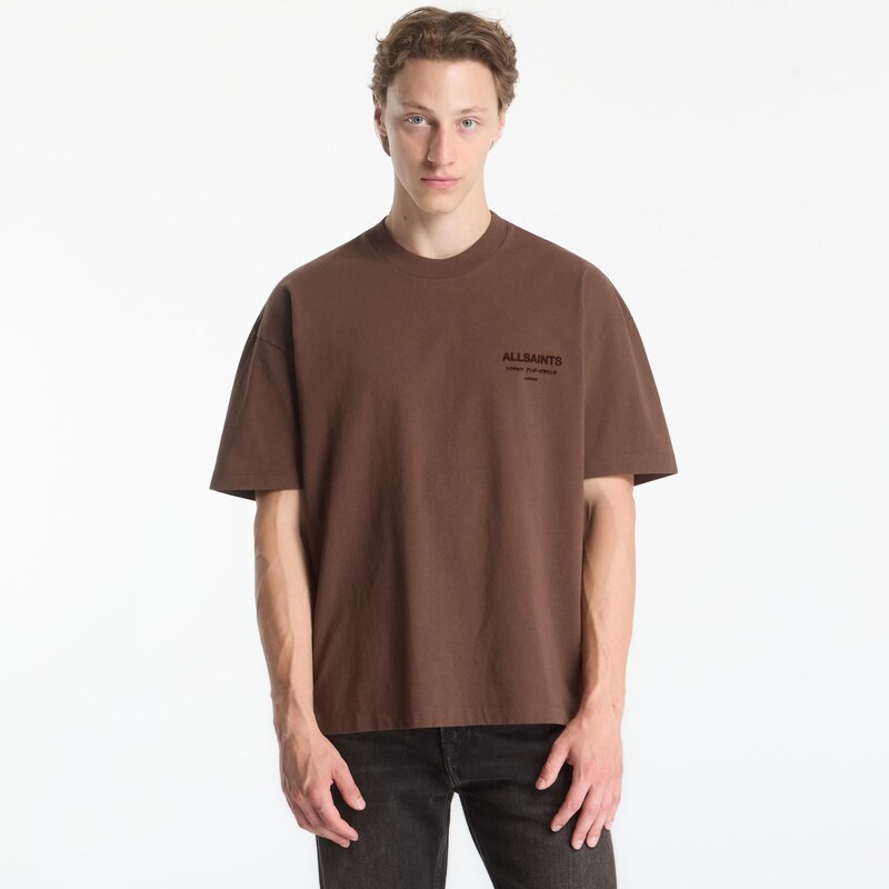 Tričko AllSaints Xander Ss Crew Bitter Brown L