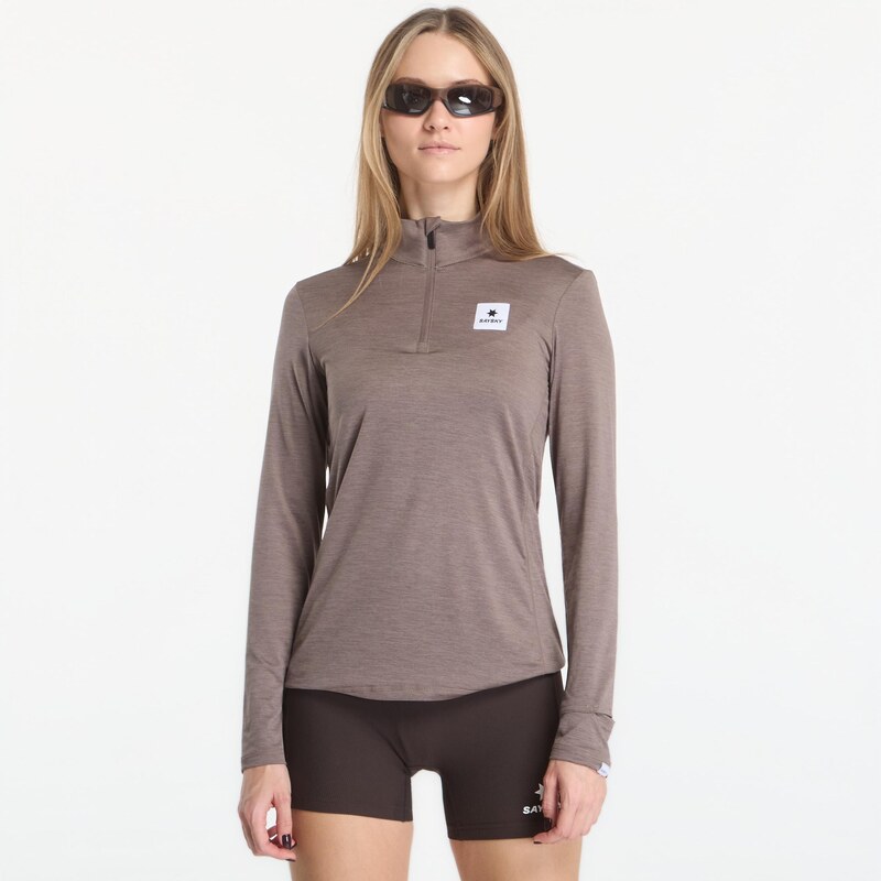 Tričko SAYSKY W Pace Half Zip Long Sleeve Taupe M