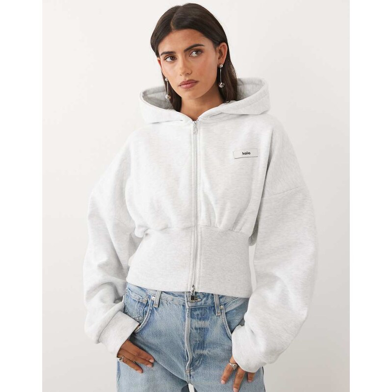 Kaiia cotton rich cinched waistband drop shoulder zip through