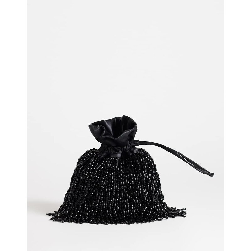 Topshop Josy small beaded pouch grab bag in black