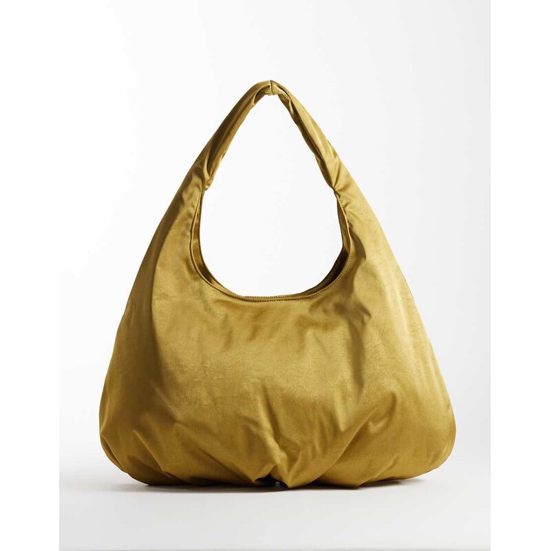 ASOS DESIGN oversized satin tote bag in chartreuse-Green