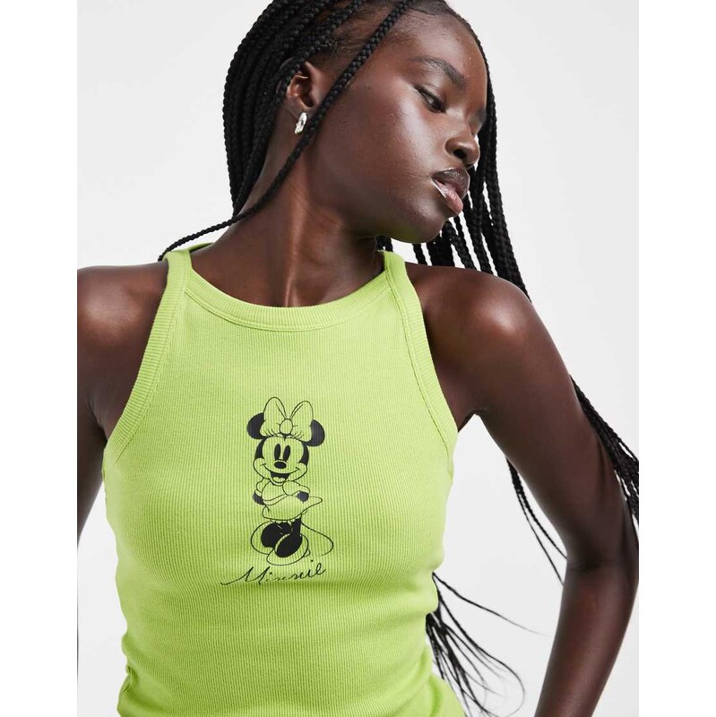 ASOS DESIGN Disney vest with Minnie print in lime green
